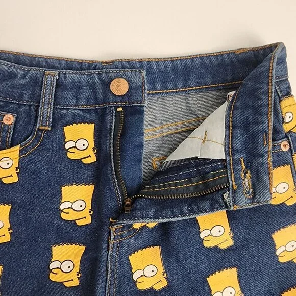 Vintage 90s Bart Simpson Denim High Waisted Shorts Small - Picture 4 of 9